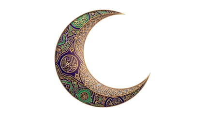 Ramadan crescent moon islamic symbol isolated on transparent background
