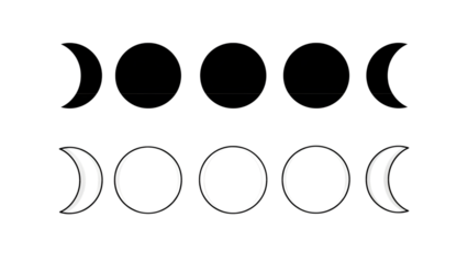 Ramadan crescent moon phases isolated on transparent background