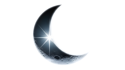 Ramadan crescent moon symbol isolated on transparent background
