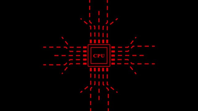 Technology multicolor CPU circuit board background. Computer motherboard with cpu icon , CPU text and circuit lines icon animation .