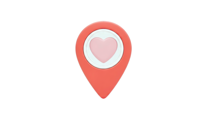 3D Pink Heart Map Pin Icon