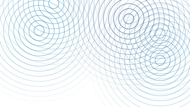 Blue Concentric Watercolor Circles Water Ripples Design Background