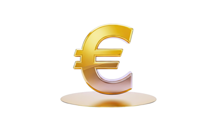Golden Euro Symbol on White Background