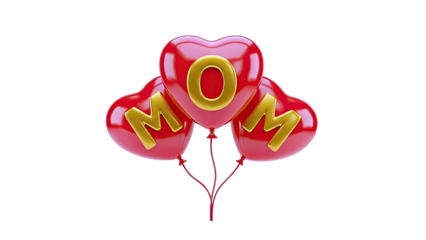 Heart-Shaped Balloons Spelling 'MOM'