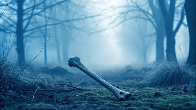 Skeletal Disorder Bone in Misty Forest Setting