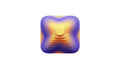 Abstract layered sculpture with purple and orange gradients