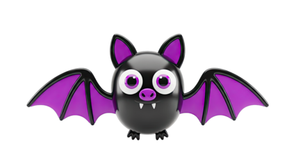Cute 3D Bat with Purple Wings