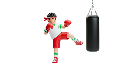 3D Character Kicking a Punching Bag