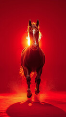 Red horse in the silhouette represent Chinese year sign  