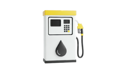 3D Cartoon Gas Pump with Droplet Icon
