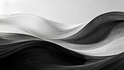 Dynamic Monochrome Abstract Waves Background: Elegant Flowing Curves in Black, White, and Grey Tones