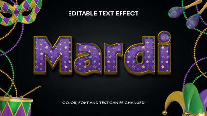 mardi gras editable text effect