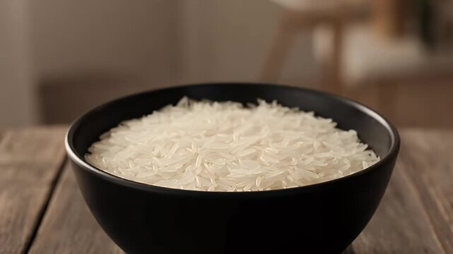 Basmati Rice in Black Bowl - A Culinary Staple for Healthy Eating and Delicious Meals