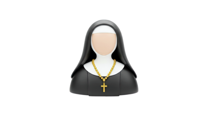3D Icon of a Nun Wearing a Rosary with a Cross