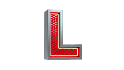 3D Letter L with Metallic Frame and Honeycomb Pattern