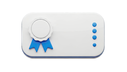 Blank White Certificate Template with Blue Ribbon and Dots