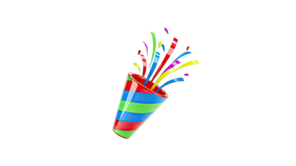 Party Popper Exploding with Colorful Confetti