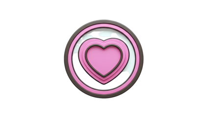 Pink Heart Icon with Concentric Circles