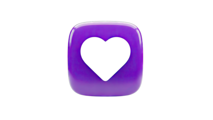 Purple heart icon with rounded square shape