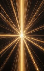 Obraz premium Golden rays burst from center, radiating brilliance against deep black void.