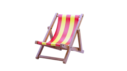 Red and Yellow Striped Deck Chair