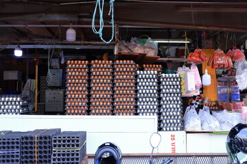  Khlong Toei Market, a fresh food market with a huge range of fresh produce, from fruit, veg to meat and seafood in Khlong Toei, Bangkok, Thailand