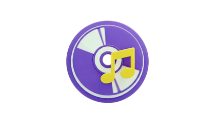 Purple CD with Yellow Music Note Icon