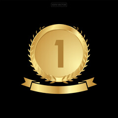 Gold,  medals. Metal coins. First, second, third place award frames vector illustration element stock