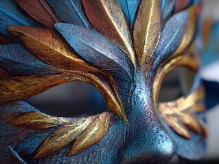 Feathered Mardi Gras Carnival Mask Close Up