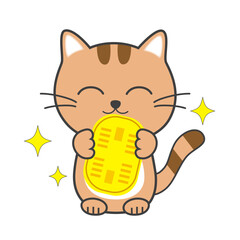 猫に小判のイラスト