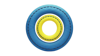 Blue and Yellow Ring with Stitched Texture