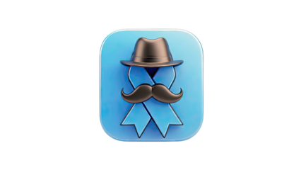 Blue Ribbon with Hat and Mustache Icon