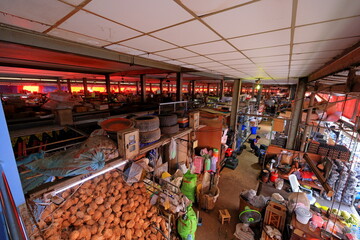  Khlong Toei Market, a fresh food market with a huge range of fresh produce, from fruit, veg to meat and seafood in Khlong Toei, Bangkok, Thailand
