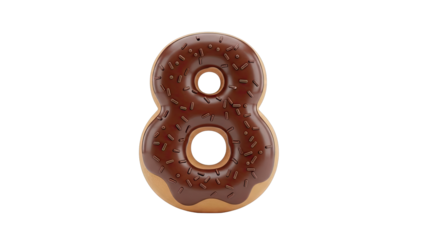 Number 8 Donut with Chocolate Glaze and Sprinkles