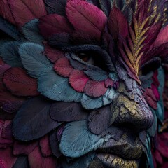 Feathered Mardi Gras Carnival Mask Close Up