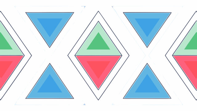 Seamless Interlocking Triangles Geometric Pattern in Blue-Purple Gradients - AI-generated illustration