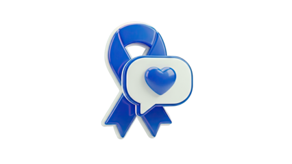 Blue Ribbon and Heart Icon