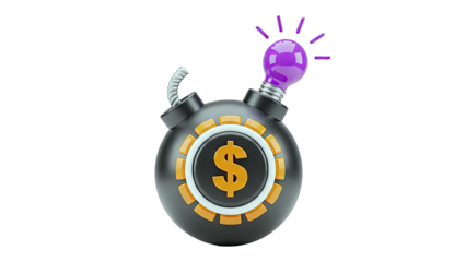 Bomb with Dollar Sign and Light Bulb Idea