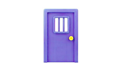Cartoon Purple Door with Window and Bars