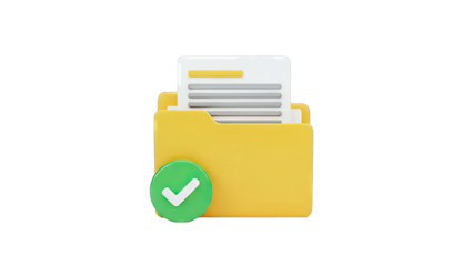 Folder with documents and green checkmark icon
