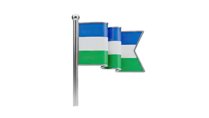 Flag of Lesotho waving on a pole
