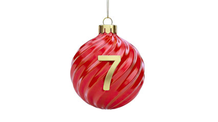 Red Christmas Ornament with Gold Number 7