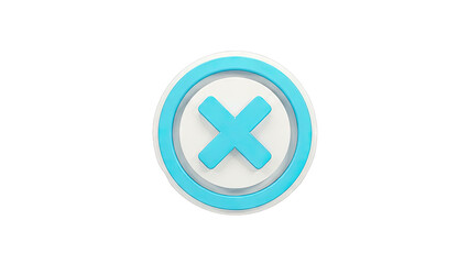 Fototapeta premium 3D Cyan 'X' Mark Inside a Circle