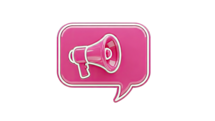 3D Pink Megaphone and Speech Bubble Icon