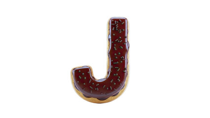 Chocolate Frosted Donut Shaped Letter J