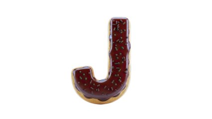 Chocolate Frosted Donut Shaped Letter J