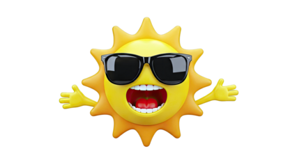 Happy Cartoon Sun Wearing Sunglasses