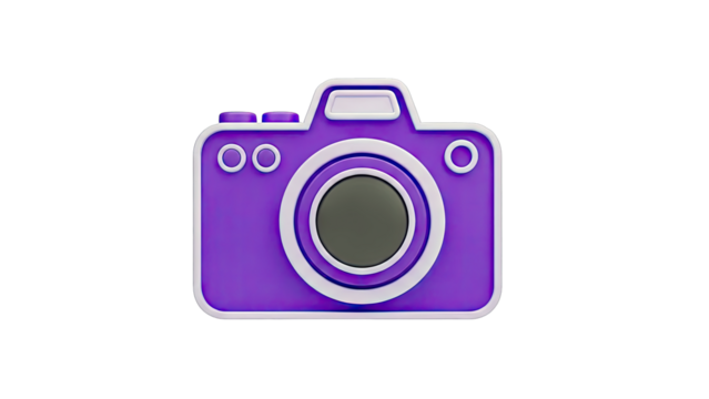 3D Purple Camera Icon - Powered by Adobe
