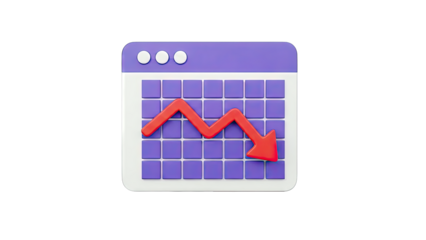 3D Falling Graph and Arrow Icon