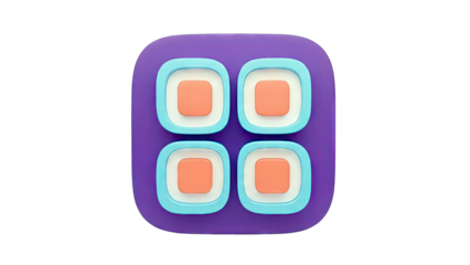 Abstract 3D App Icon with Four Squares